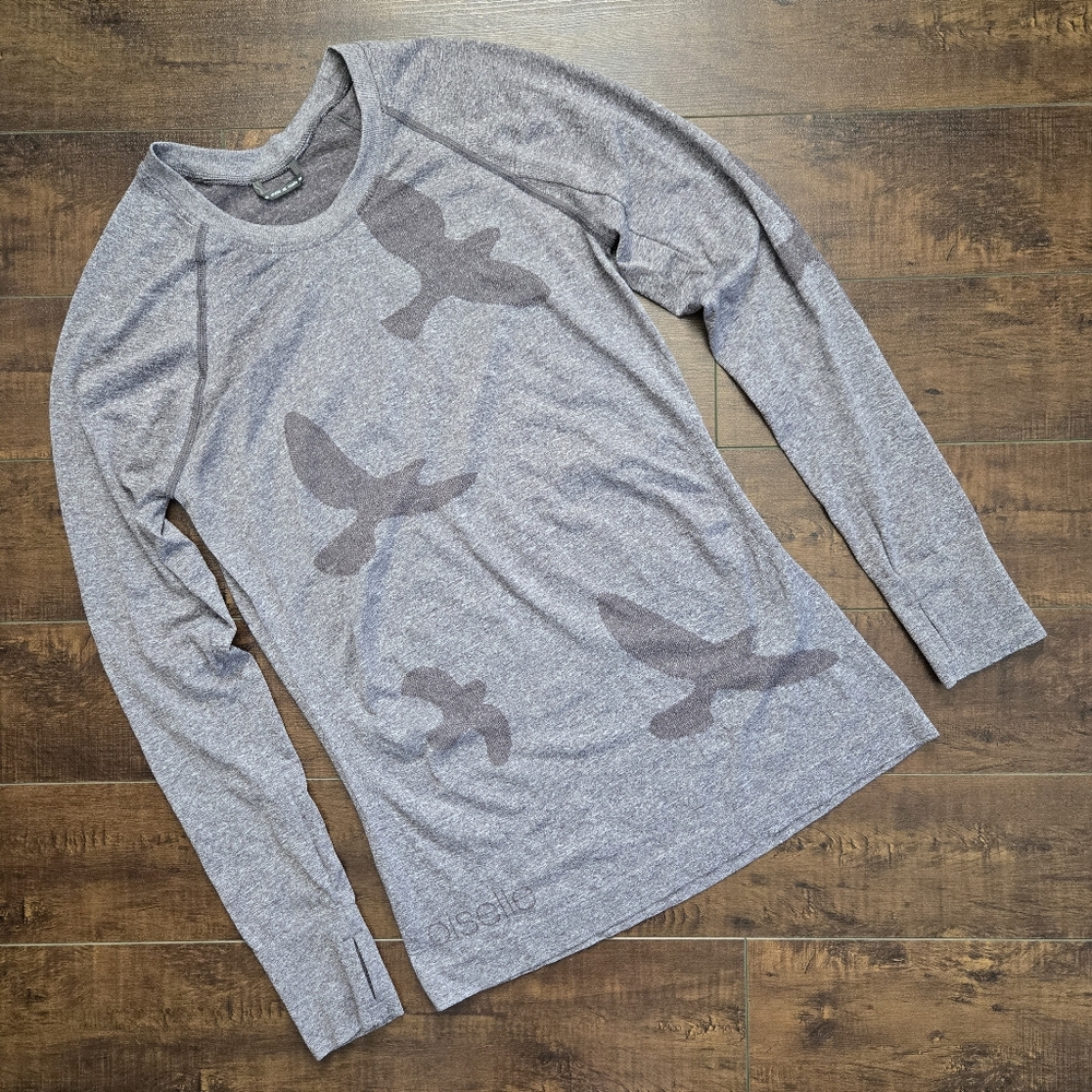 Oiselle Flyte Seamless Long Sleeve Gray Running Top Size Medium